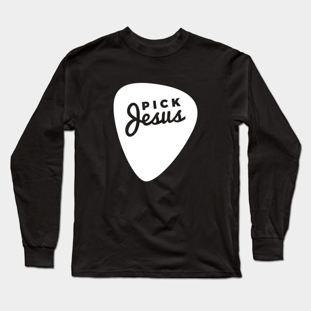 Funny Christian Guitar Pick Jesus Long Sleeve T-Shirt by RedYolk